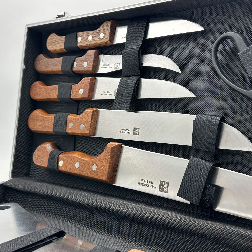 Coffret de Couteaux Professionnel avec Valise en Aluminium 9Pcs - طقم سكاكين الجزارة في حقيبة ألمنيوم صلبة