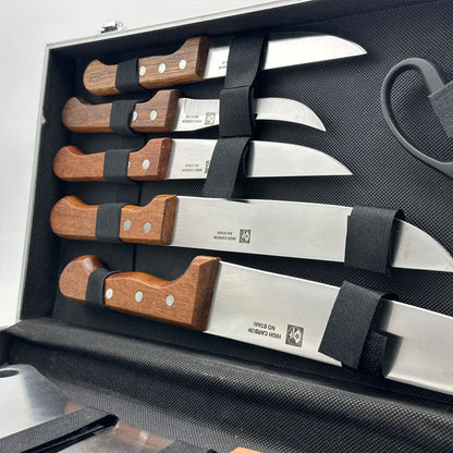 Coffret de Couteaux Professionnel avec Valise en Aluminium 9Pcs - طقم سكاكين الجزارة في حقيبة ألمنيوم صلبة