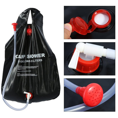 Sac de douche solaire avec pommeau de douche interchangeable 20L - حقيبة الاستحمام الشمسية المحمولة سعة 20 لتر