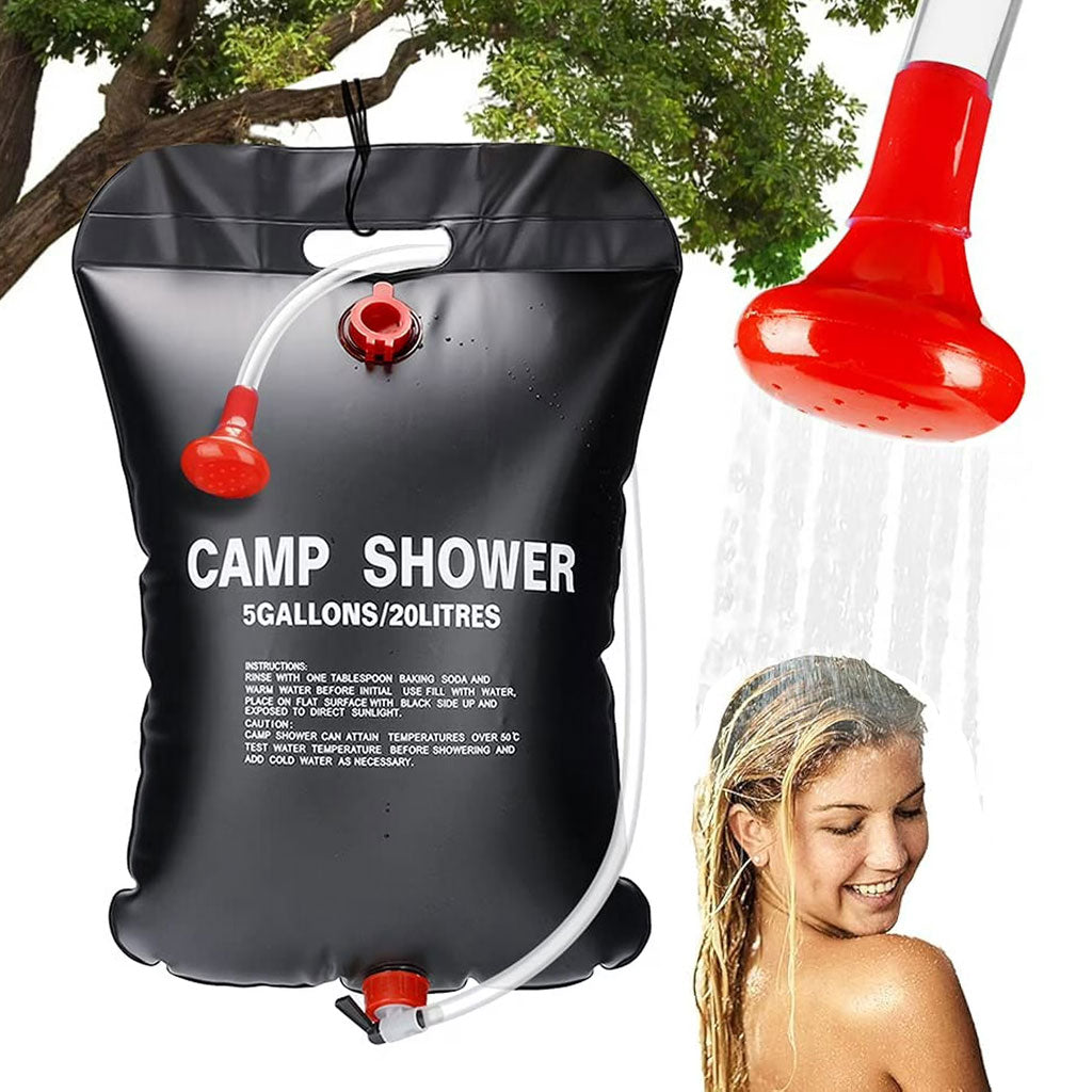 Sac de douche solaire avec pommeau de douche interchangeable 20L - حقيبة الاستحمام الشمسية المحمولة سعة 20 لتر