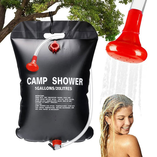 Sac de douche solaire avec pommeau de douche interchangeable 20L - حقيبة الاستحمام الشمسية المحمولة سعة 20 لتر