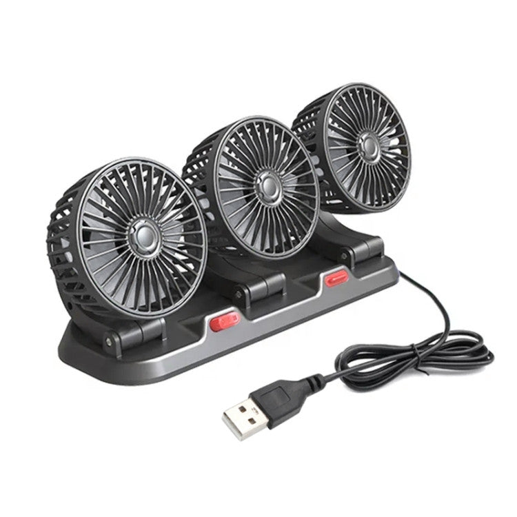 Ventilateur de Voiture USB Haute Vitesse 360° Réglable 3 Têtes 12/ 24 V - مروحة سيارة قابلة للتعديل بزاوية 360 درجة بثلاثة رؤوس