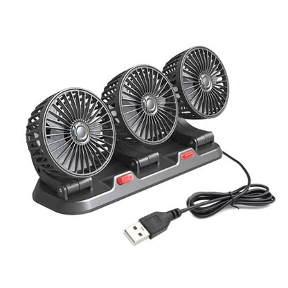 Ventilateur de Voiture USB Haute Vitesse 360° Réglable 3 Têtes 12/ 24 V - مروحة سيارة قابلة للتعديل بزاوية 360 درجة بثلاثة رؤوس