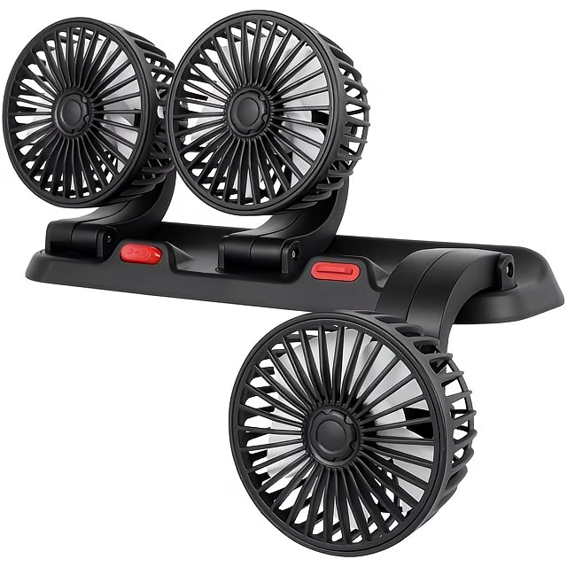 Ventilateur de Voiture USB Haute Vitesse 360° Réglable 3 Têtes 12/ 24 V - مروحة سيارة قابلة للتعديل بزاوية 360 درجة بثلاثة رؤوس