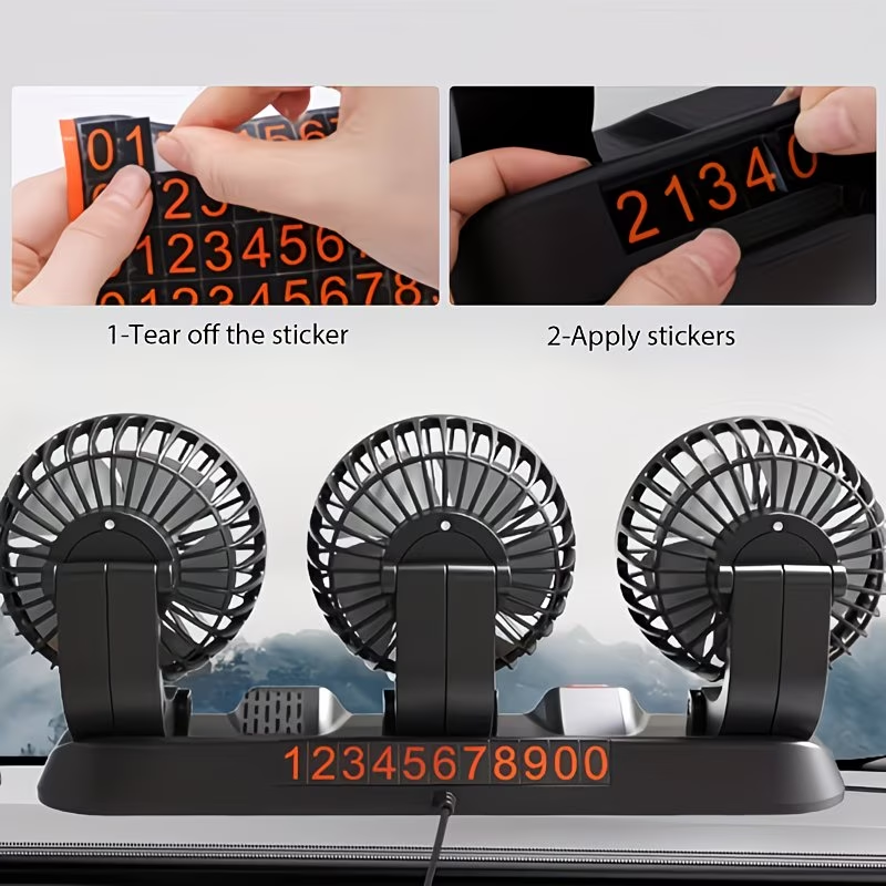 Ventilateur de Voiture USB Haute Vitesse 360° Réglable 3 Têtes 12/ 24 V - مروحة سيارة قابلة للتعديل بزاوية 360 درجة بثلاثة رؤوس