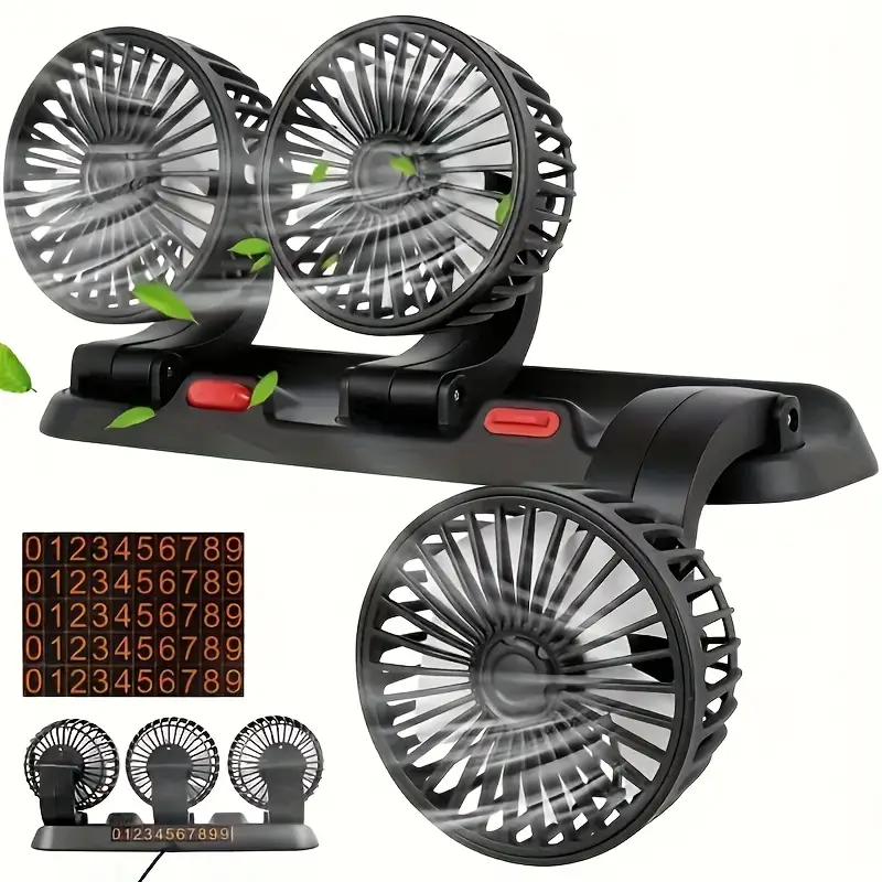 Ventilateur de Voiture USB Haute Vitesse 360° Réglable 3 Têtes 12/ 24 V - مروحة سيارة قابلة للتعديل بزاوية 360 درجة بثلاثة رؤوس