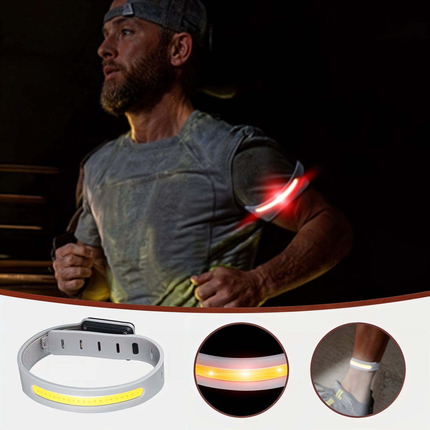 Brassard Lumineux LED Rechargeable pour Sport et Sécurité - سوار الإضاءة الرياضي الذكي للأمان
