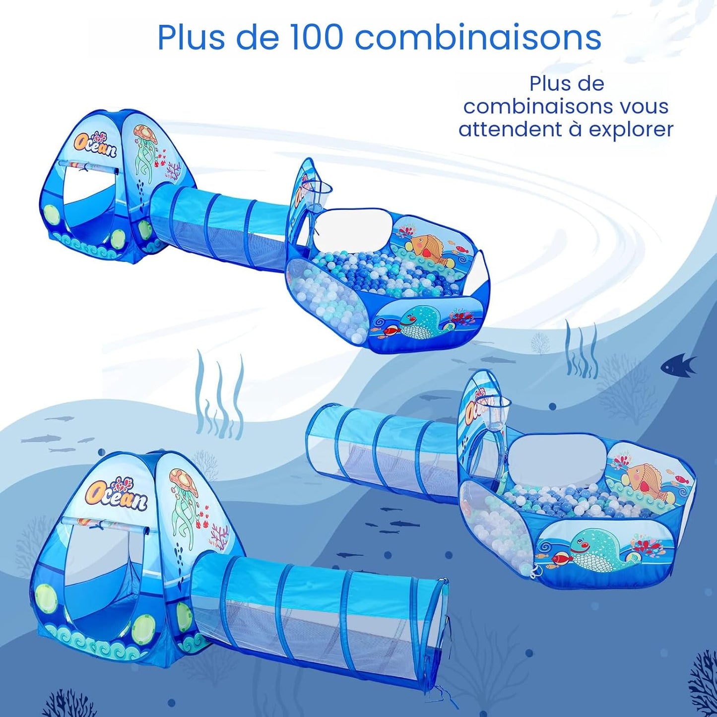 Tente de Jeu et Tunnel 3-en-1 pour Enfants - 1خيمة ألعاب الأطفال المتكاملة 3 في