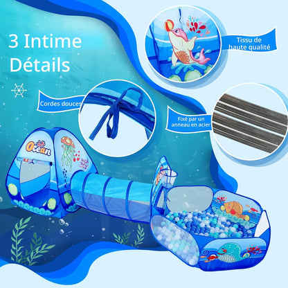 Tente de Jeu et Tunnel 3-en-1 pour Enfants - 1خيمة ألعاب الأطفال المتكاملة 3 في