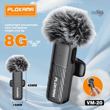 Microphone cravate sans fil Plokama VM-20 2,4 GHz - ارتقِ بصوتك إلى المستوى الاحترافي مع ميكروفون اللاسلكي المزدوج