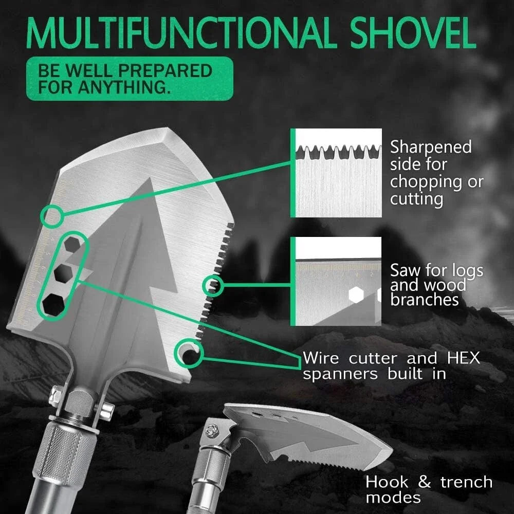 Pelle de Camping Pliable de Haute Qualité Multifonctionnelle - مجرفة التخييم والمهمات الشاقة القابلة للطي (3 وضعيات)