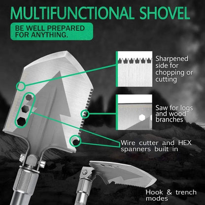 Pelle de Camping Pliable de Haute Qualité Multifonctionnelle - مجرفة التخييم والمهمات الشاقة القابلة للطي (3 وضعيات)