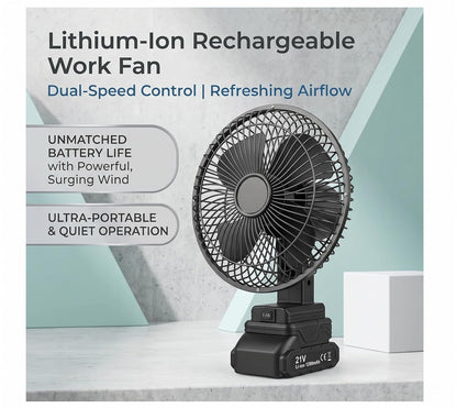 Ventilateur de Table Rechargeable avec Batterie Lithium 24V - مروحة مع بطارية كبيرة قابلة للشحن