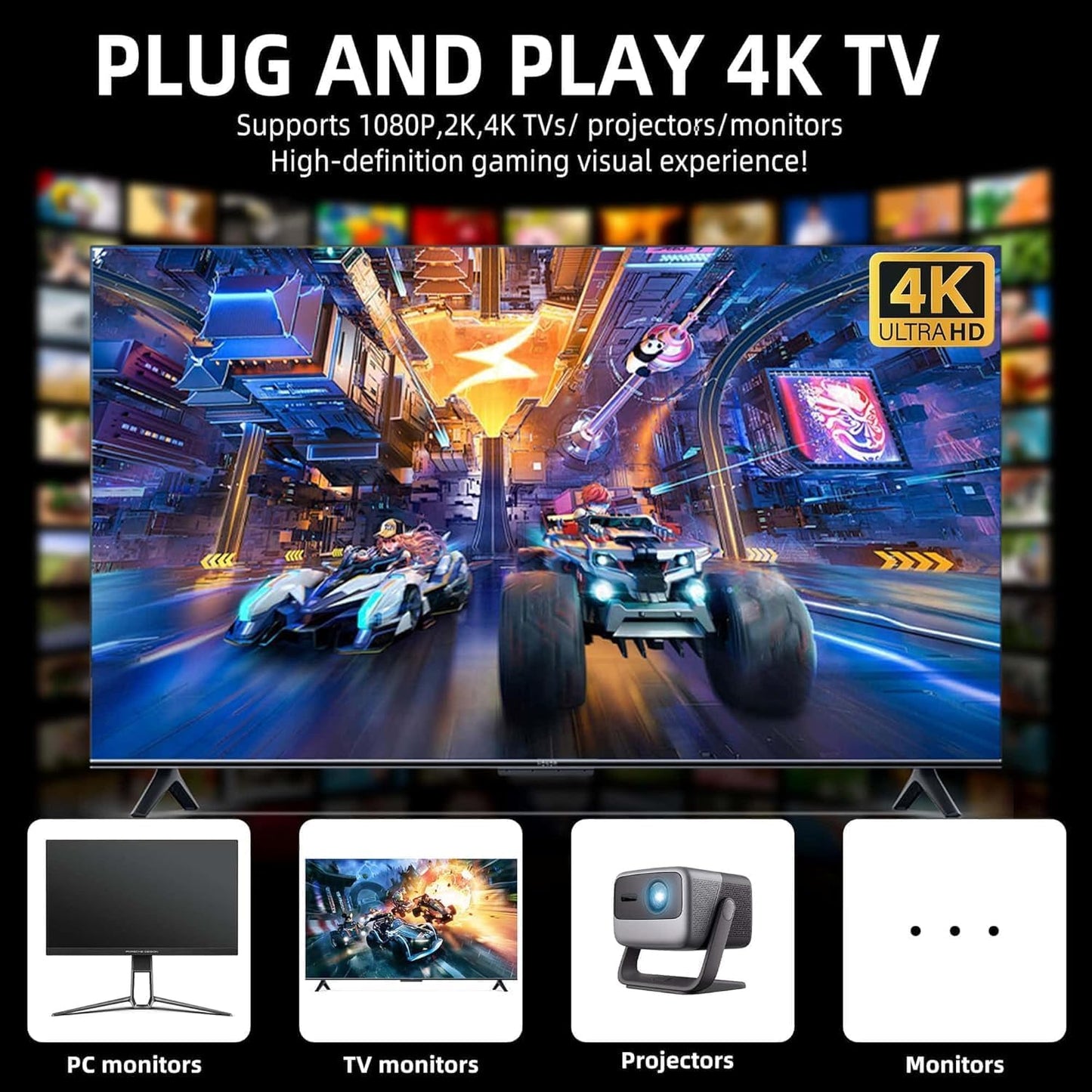 TV Box & Game Console M77 Ultra HD avec Deux Manettes et Télécommande - جهاز الترفيه والألعاب المتكامل