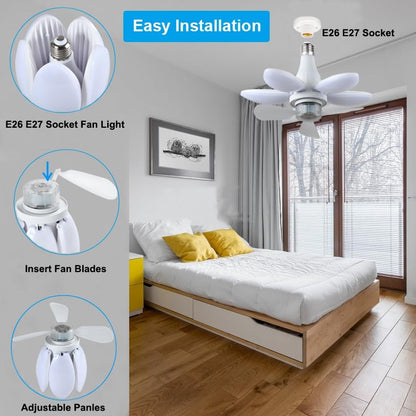 Ventilateur de Plafond Lumineux à Douille avec Télécommande - مروحة السقف الذكية 2 في 1 مع إضاءة قوية بقاعدة