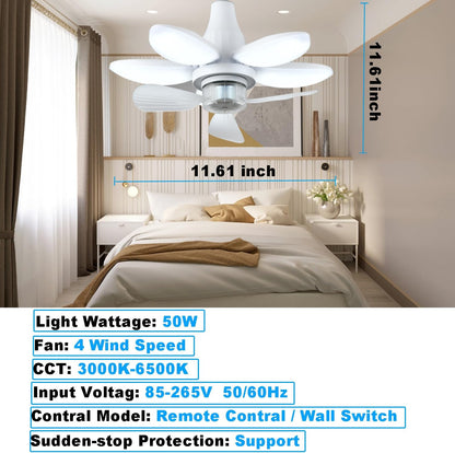 Ventilateur de Plafond Lumineux à Douille avec Télécommande - مروحة السقف الذكية 2 في 1 مع إضاءة قوية بقاعدة
