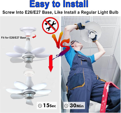 Ventilateur de Plafond Lumineux à Douille avec Télécommande - مروحة السقف الذكية 2 في 1 مع إضاءة قوية بقاعدة