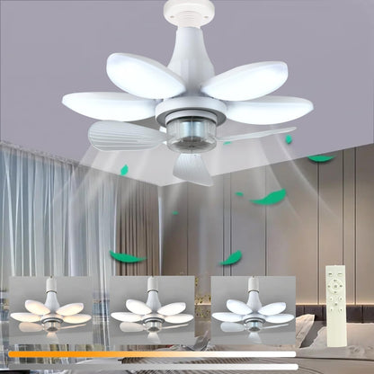 Ventilateur de Plafond Lumineux à Douille avec Télécommande - مروحة السقف الذكية 2 في 1 مع إضاءة قوية بقاعدة