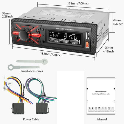 Autoradio MP3 Multimedia Player 1 DIN Bluetooth - جهاز راديو ومشغل وسائط السيارات مزود ببلوتوث