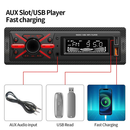 Autoradio MP3 Multimedia Player 1 DIN Bluetooth - جهاز راديو ومشغل وسائط السيارات مزود ببلوتوث