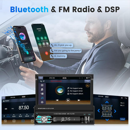 Autoradio Rétractable Tactile 7 Pouces Wireless CarPlay Android Auto 32+2GB - راديو السيارة الذكي بنظام أندرويد وشاشة 7 بوصة قابلة للطي