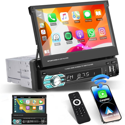 Autoradio Rétractable Tactile 7 Pouces Wireless CarPlay Android Auto 32+2GB - راديو السيارة الذكي بنظام أندرويد وشاشة 7 بوصة قابلة للطي