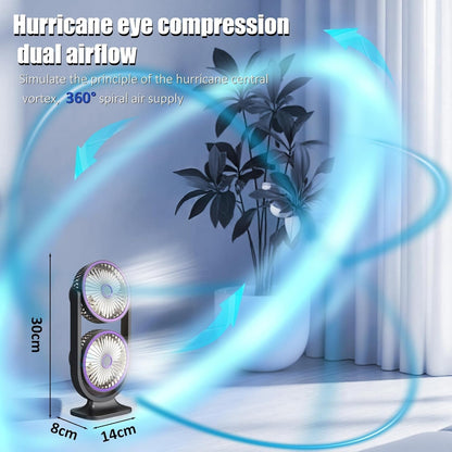 Ventilateur de Bureau Double Tête Rechargeable USB - مروحة المكتب المكتبية المزدوجة بـ 3 سرعات