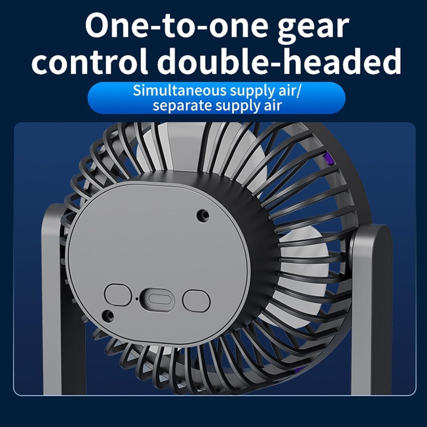 Ventilateur de Bureau Double Tête Rechargeable USB - مروحة المكتب المكتبية المزدوجة بـ 3 سرعات