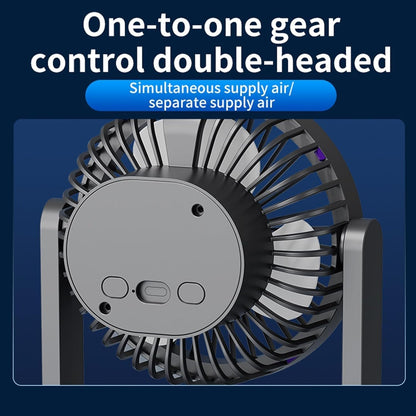 Ventilateur de Bureau Double Tête Rechargeable USB - مروحة المكتب المكتبية المزدوجة بـ 3 سرعات
