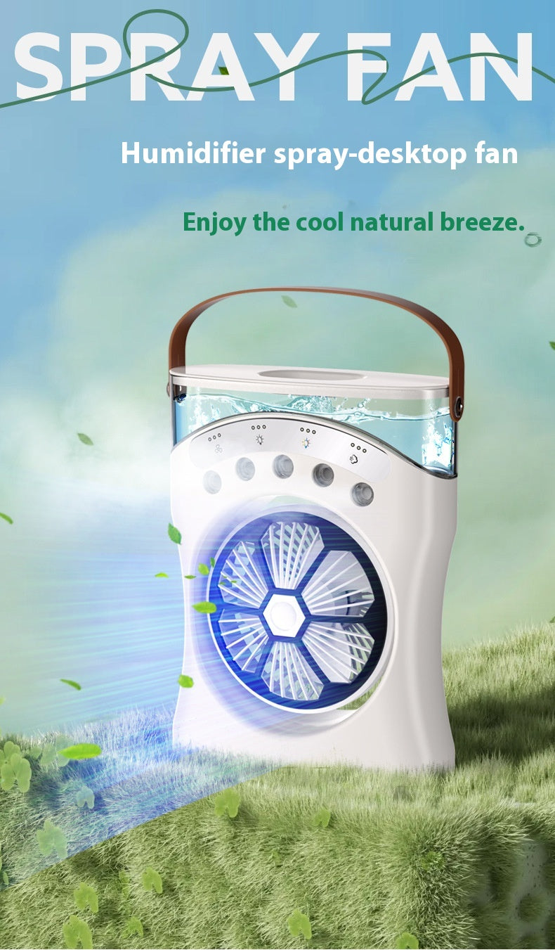 Ventilateur Brumisateur de Bureau Portable USB avec Éclairage - مروحة المكتب الذكية برذاذ الماء والترطيب بـ 3 سرعات