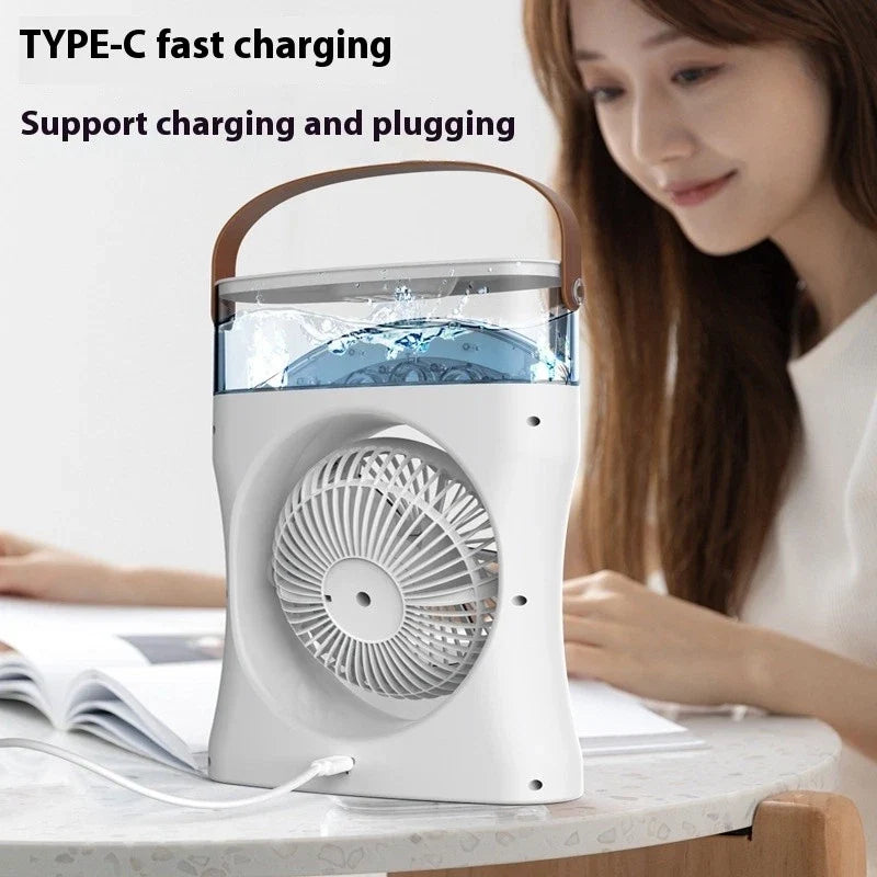 Ventilateur Brumisateur de Bureau Portable USB avec Éclairage - مروحة المكتب الذكية برذاذ الماء والترطيب بـ 3 سرعات