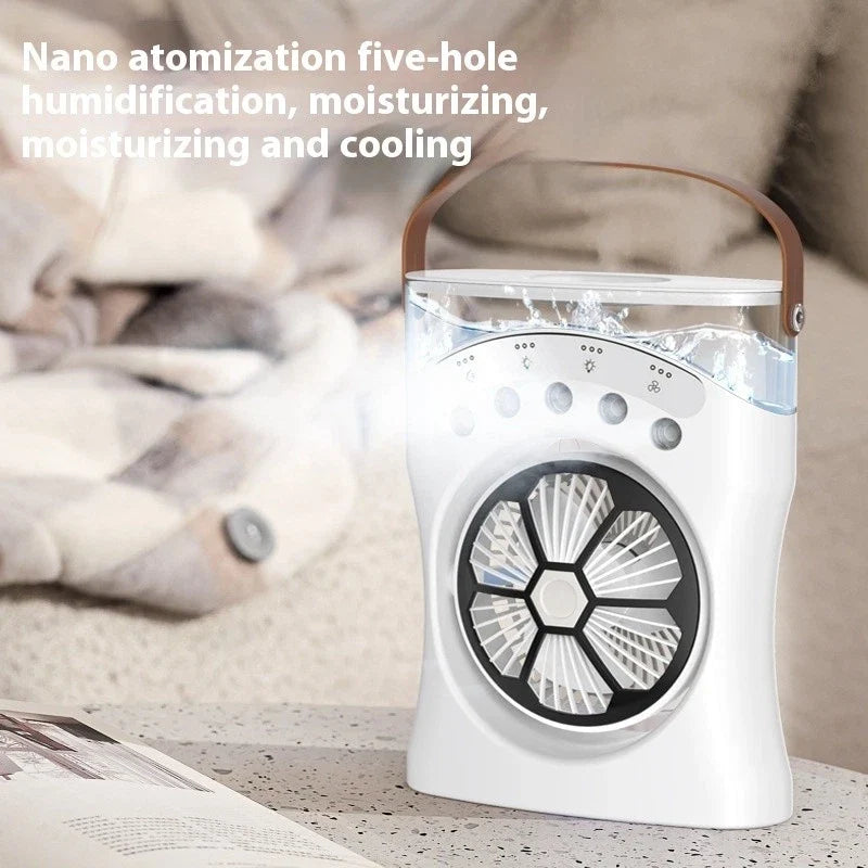 Ventilateur Brumisateur de Bureau Portable USB avec Éclairage - مروحة المكتب الذكية برذاذ الماء والترطيب بـ 3 سرعات