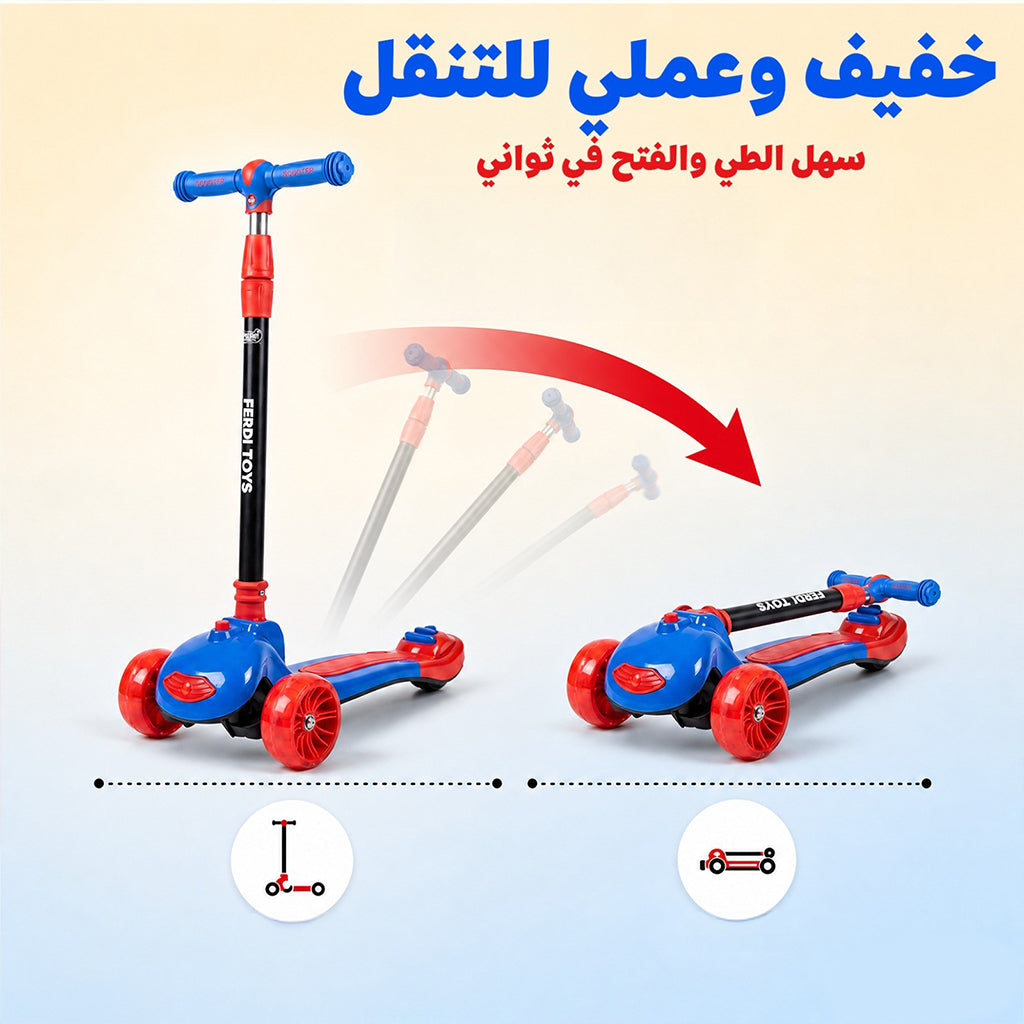 Trottinette Wave Ferdi Toys pour Enfants Hauteur Réglable - سكوتر أطفال بإضاءة وموسيقى