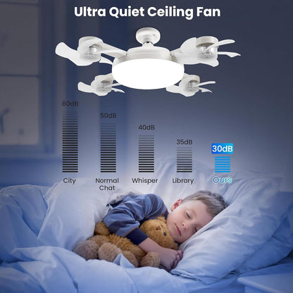 Ventilateur de Plafond LED Drone F4 avec Télécommande et Variateur - مروحة سقف ومصباح بتصميم الدرون مع ريموت كنترول