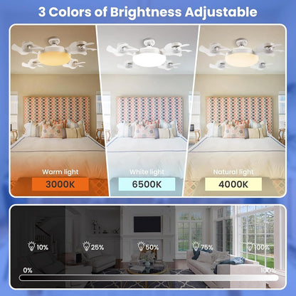Ventilateur de Plafond LED Drone F4 avec Télécommande et Variateur - مروحة سقف ومصباح بتصميم الدرون مع ريموت كنترول