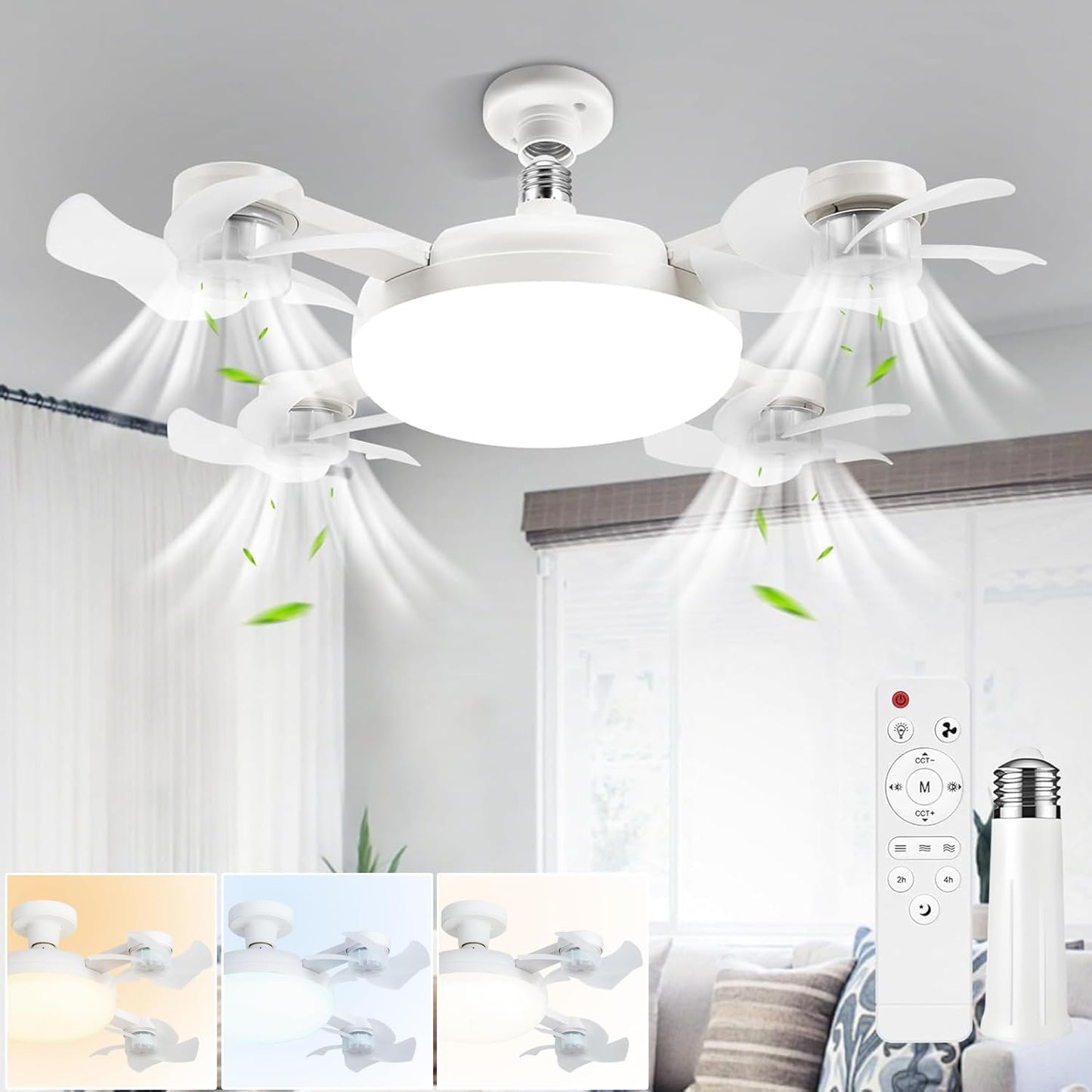 Ventilateur de Plafond LED Drone F4 avec Télécommande et Variateur - مروحة سقف ومصباح بتصميم الدرون مع ريموت كنترول