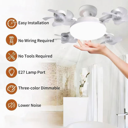 Ventilateur de Plafond LED Drone F4 avec Télécommande et Variateur - مروحة سقف ومصباح بتصميم الدرون مع ريموت كنترول