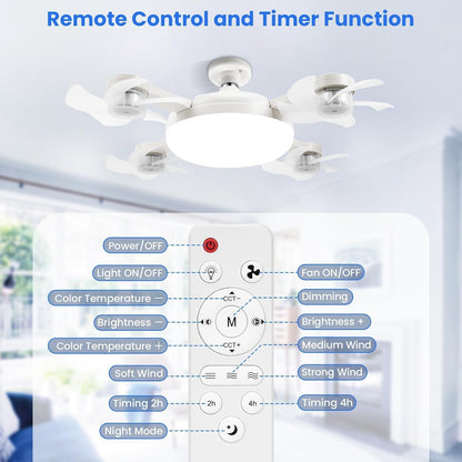 Ventilateur de Plafond LED Drone F4 avec Télécommande et Variateur - مروحة سقف ومصباح بتصميم الدرون مع ريموت كنترول
