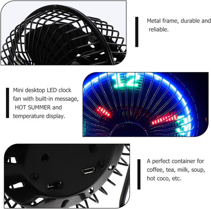 Ventilateur de Bureau LED avec Affichage de l'Heure et de la Température - مروحة المكتب الذكية بعرض الوقت ودرجة الحرارة