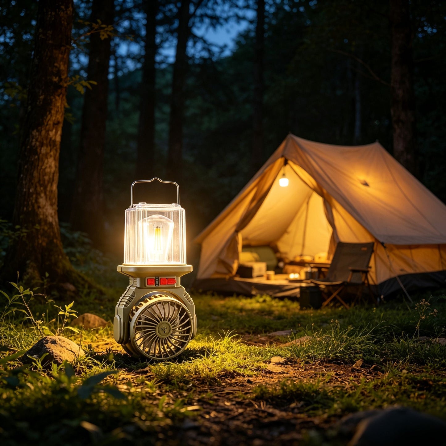 Lanterne et Ventilateur de Camping Solaire Rechargeable - فانوس ومروحة التخييم بالطاقة الشمسية 2 في 1