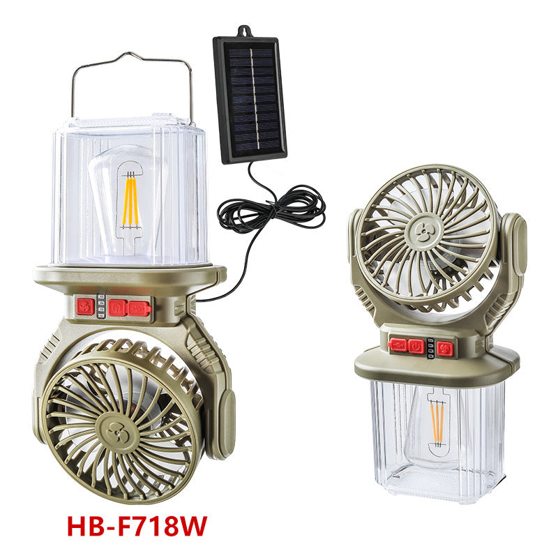Lanterne et Ventilateur de Camping Solaire Rechargeable - فانوس ومروحة التخييم بالطاقة الشمسية 2 في 1