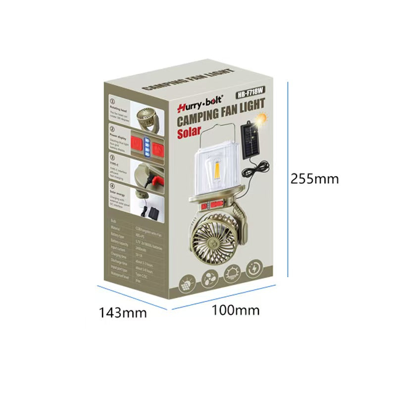 Lanterne et Ventilateur de Camping Solaire Rechargeable - فانوس ومروحة التخييم بالطاقة الشمسية 2 في 1