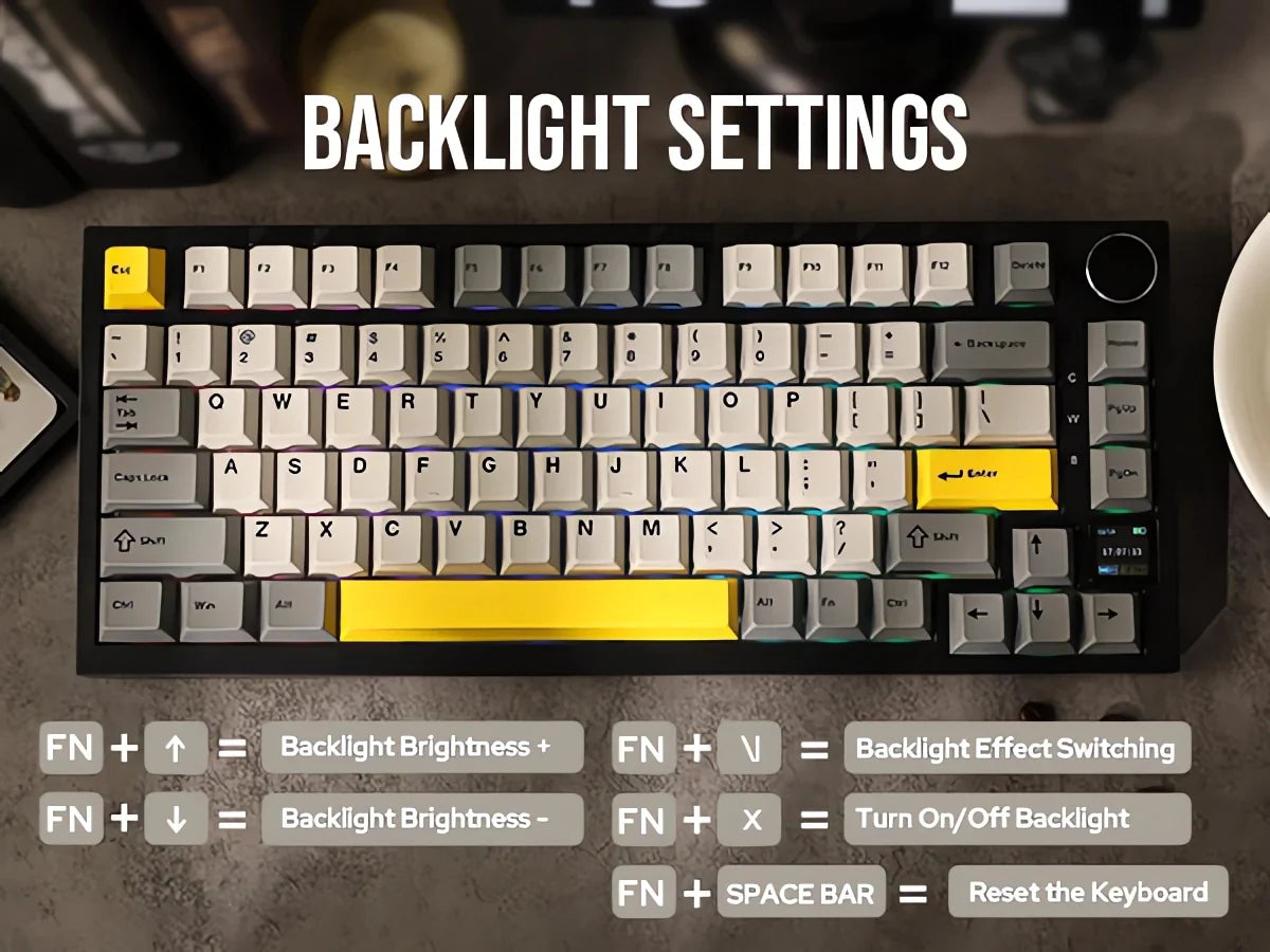 Clavier Mécanique Ajazz AK820 Pro Black avec Écran TFT et Structure Gasket - لوحة مفاتيح ميكانيكية
