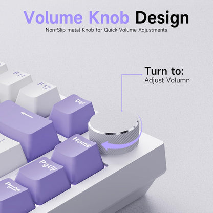 Clavier Mécanique Ajazz AK820 Purple avec Bouton de Volume et Structure Gasket - لوحة مفاتيح ميكانيكية