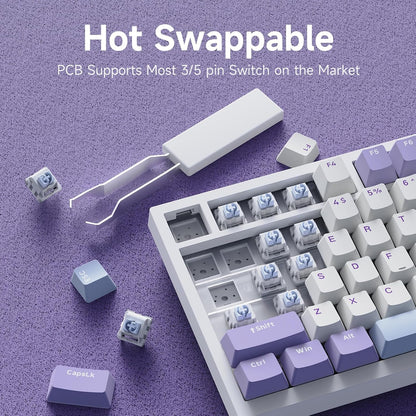Clavier Mécanique Ajazz AK820 Purple avec Bouton de Volume et Structure Gasket - لوحة مفاتيح ميكانيكية