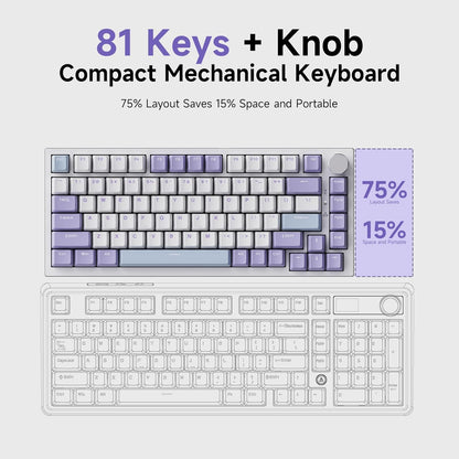 Clavier Mécanique Ajazz AK820 Purple avec Bouton de Volume et Structure Gasket - لوحة مفاتيح ميكانيكية