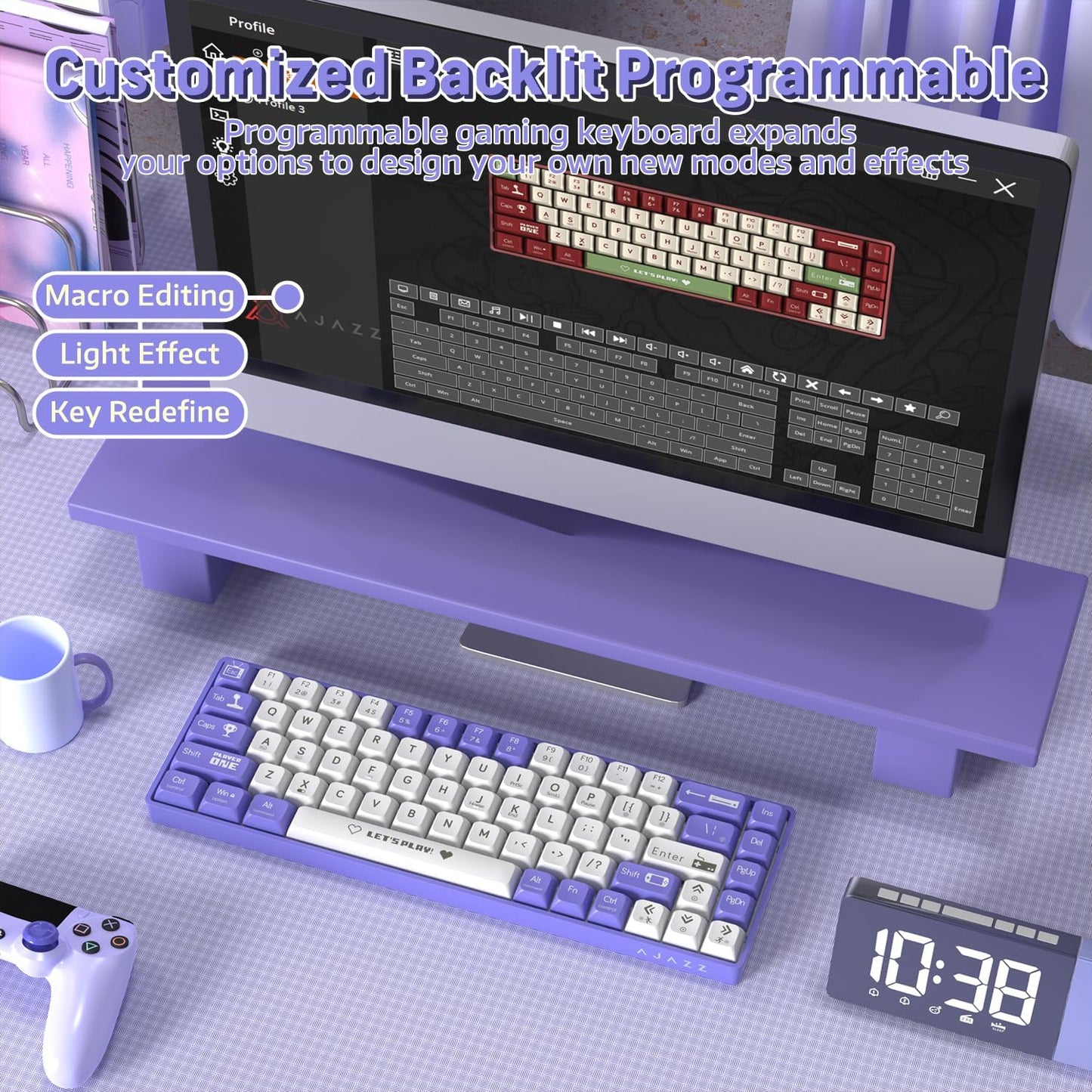 Clavier Mécanique Gaming 65% Compact Filaire avec Hotswap et Rétroéclairage Rainbow - لوحة مفاتيح ميكانيكية