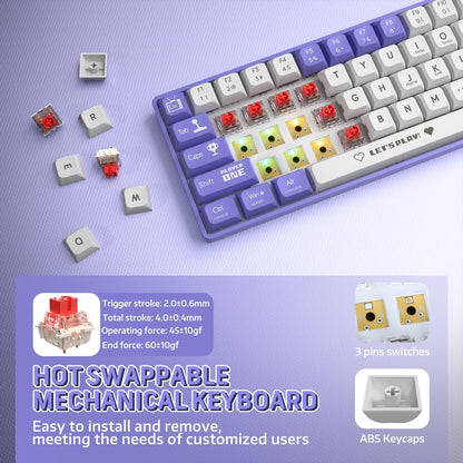 Clavier Mécanique Gaming 65% Compact Filaire avec Hotswap et Rétroéclairage Rainbow - لوحة مفاتيح ميكانيكية