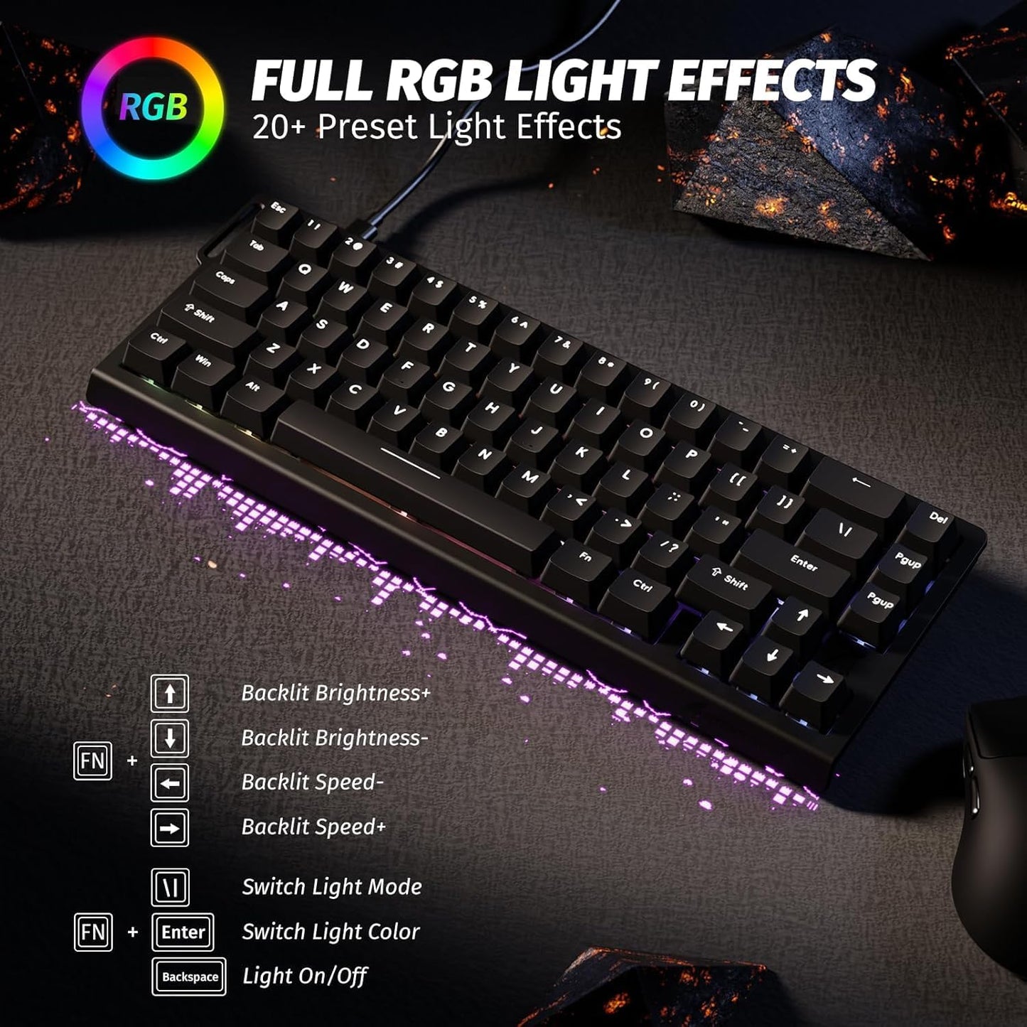 Clavier Gaming Magnétique ATTACK SHARK X68HE 60% avec Rapid Trigger et 8000Hz - لوحة مفاتيح المغناطيسية