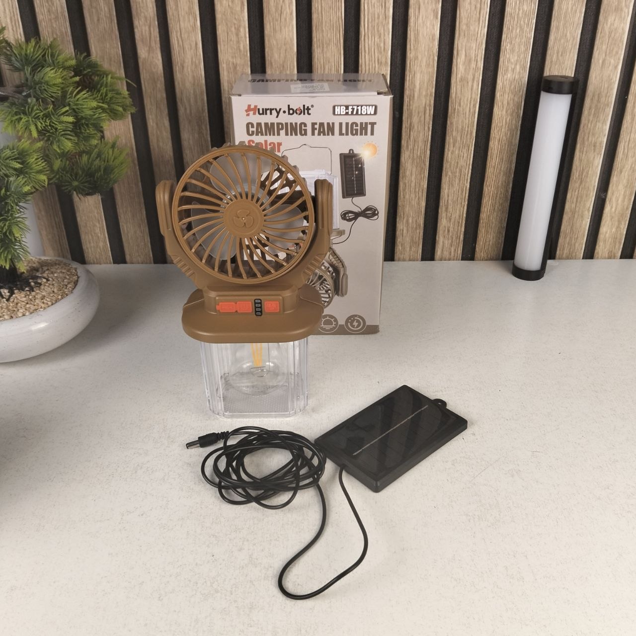 Lanterne et Ventilateur de Camping Solaire Rechargeable - فانوس ومروحة التخييم بالطاقة الشمسية 2 في 1